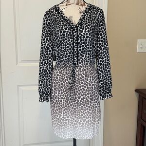 Banana Republic Monochrome Animal Print Long Sleeve Dress